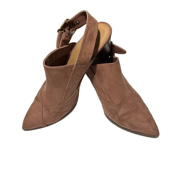 Qupid Nava Women's Slingback Pointed Toe Western Mules Brown Mocha Mauve Size 8 - Picture 11 of 16